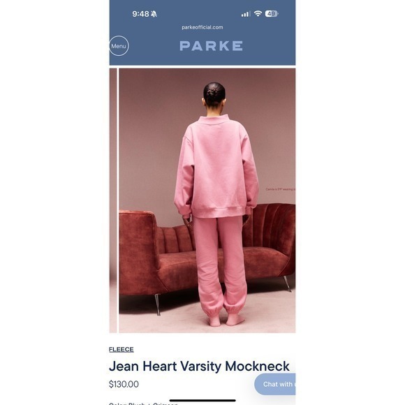 NWT Parke Valentines Day Collection Mockneck Sweatshirt Jean heart blush l / XL - Picture 7 of 7